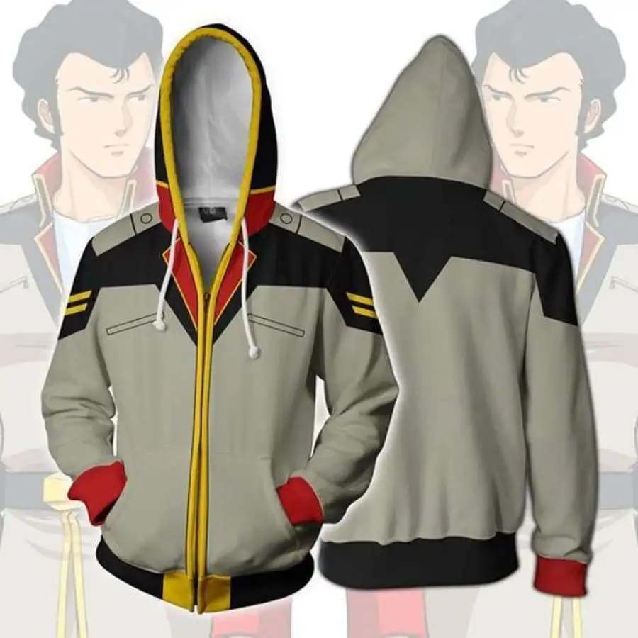 Аниме мобильный костюм Гандам описательный Косплей Костюм Гандам толстовки куртки Косплей 3D печатных толстовки мужские спортивные пальто - Цвет: Золотой