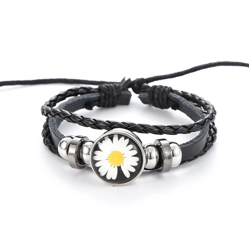 

10 шт./лот DIY черный простой кожаный браслет с подвесками белый круглый дизайн сублимационный браслет и браслет подарок на день Святого Валентина