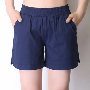 

Female Summer Plus Size Mid straight slim Shorts Woman Solid Oversized flax Short Skirts Women Cotton Shorts thin Falda Jupe