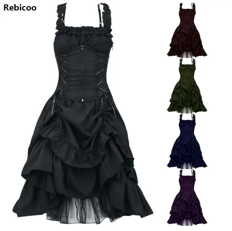 Женское готическое Бандажное платье, средневековое платье Ренессанса, карнавальный костюм, Ретро стиль, Vestido, длинное платье, благородные вечерние платья принцессы