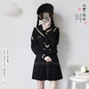 Japanese School Uniform Sailor Shirt Skirt Set Bad Girl Doll Black Gothic Solid Color Pleated JK Suit High School Student Outfit ► Photo 3/6