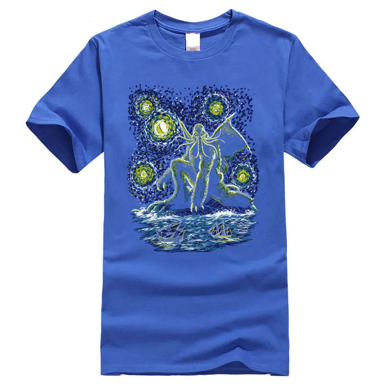 Night_of_Cthulhu_6744 3D Printed Tshirts for Men Pure Cotton Thanksgiving Day Tops Shirt Tee-Shirts Short Sleeve Discount O-Neck Night_of_Cthulhu_6744 blue