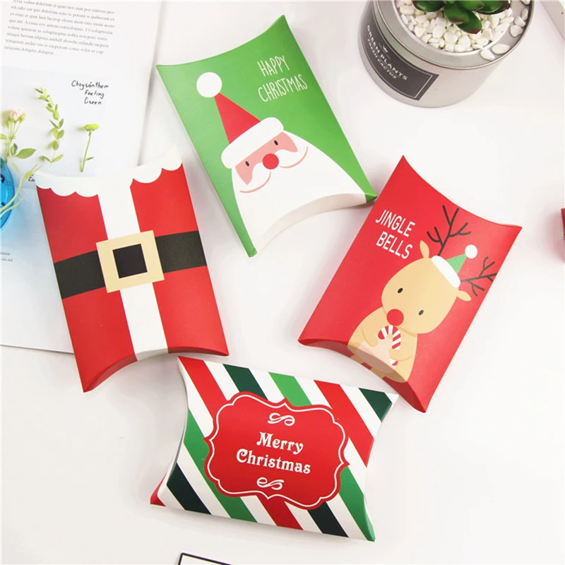 1 шт., Подарочная коробка Санта-Клауса для рождественских конфет, упаковочные бумажные пакеты для печенья для рождественской вечеринки, Подарочный декор для детей