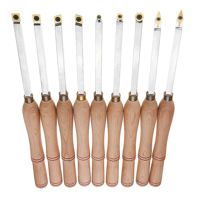 

Wood Turning Tool Wood Handle with Titanium Coated Wood Carbide Insert Cutter Square Shank Woodworking Tools