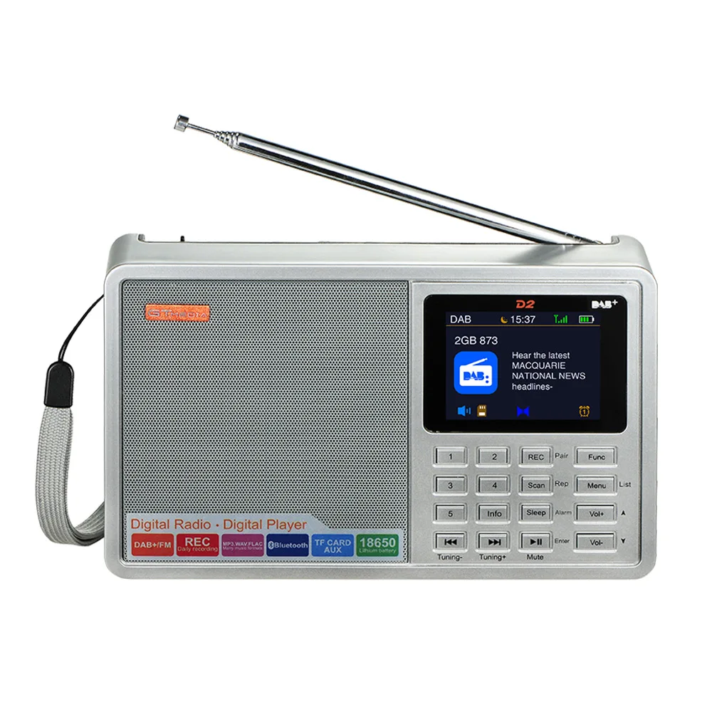 GTMEDIA D2 DAB+ FM(RDS) радио портативное многополосное радио 2,4 дюймов TFT цветной дисплей радио стерео Поддержка Micro TF карта