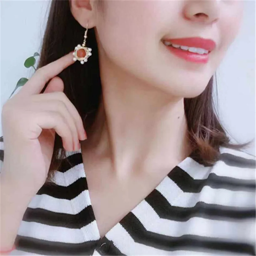 ECHSUN синие нефритовые Южно красные серьги aretes de mujer pendientes oorbellen boucle d'oreille ручная