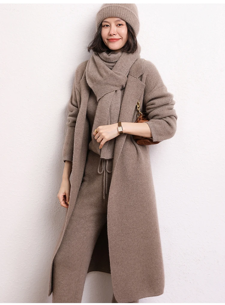 womens parka coat 2021New  100% Cashmere Pure Color Knitted Cardigan Coat Slim Casual Women's Clothing womens long black puffer coat