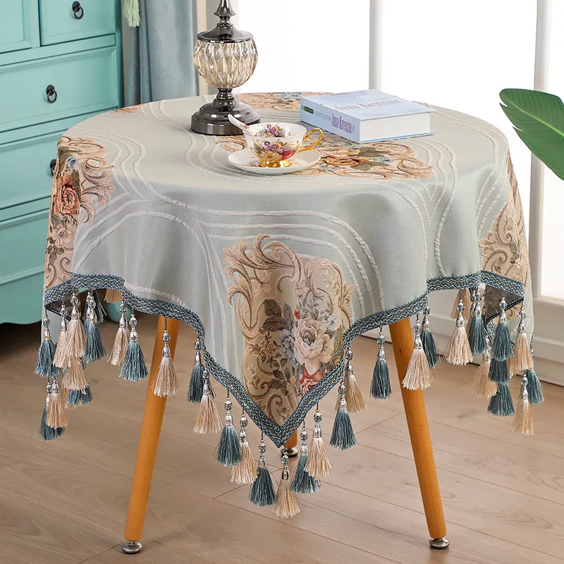 Европейская Изысканная кружевная скатерть с вышивкой и бахромой, маленький круглый стол для кухни, ресторана, Рождества, свадебного украшения