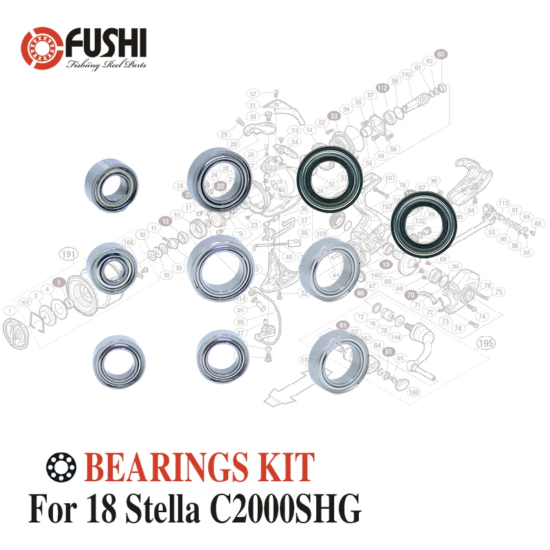 Bobina Di Pesca In Acciaio Inox Cuscinetti A Sfera Kit Per Shimano 18 Stella C2000Shg / 03799 Bobine Di Filatura Cuscinetto Kit