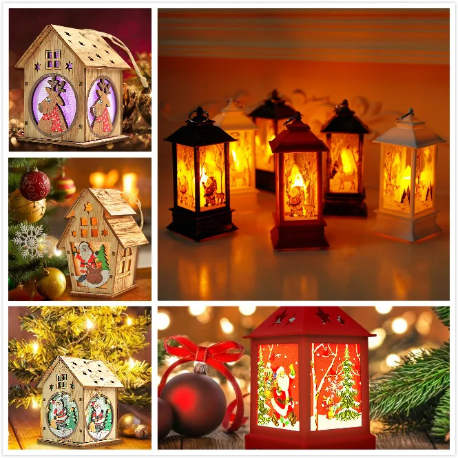 Christmas Decorations Santa//Snowman Decorative Hanging Night Light Ornaments Craft Home Decor Hanging Pendant Vintage Christmas Lantern
