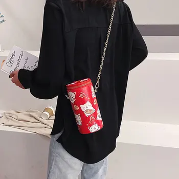

Bucket-shaped Cute Cartoon Cylinder Bag Quality PU Leather Crossbody Bags For Women 2020 New Shoulder Bag Fashion Handbags Purse