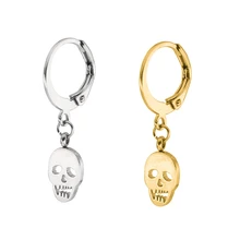 Skeleton Drop Earrings Punk Huggie Hoop Earrings Round Cartilage Stainless Steel Earring for Men Women