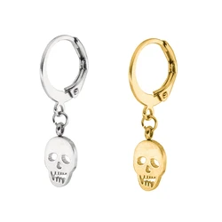 Skeleton Drop Earrings Punk Huggie Hoop Earrings Round Cartilage Stainless Steel Earring for Men Women