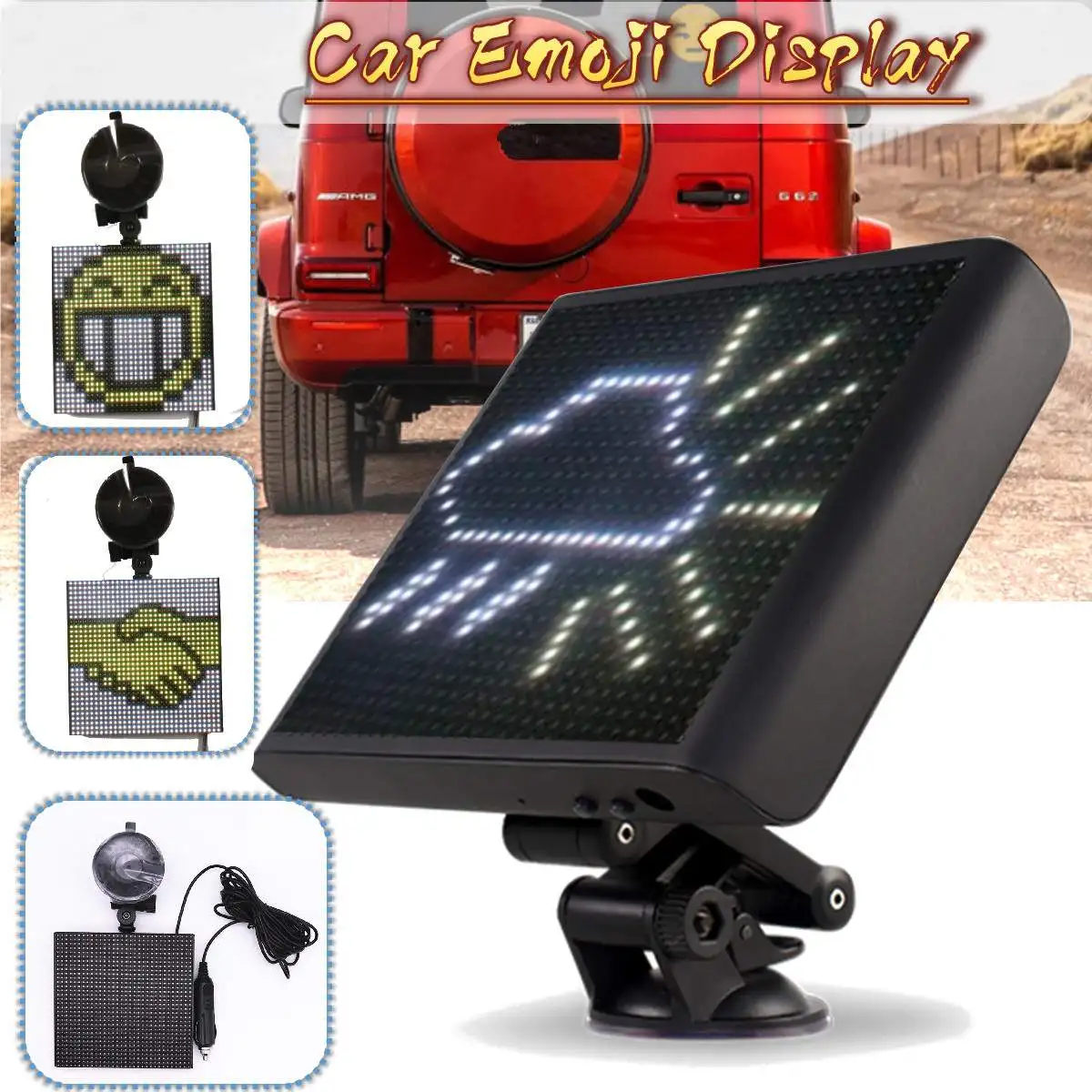 

2019 Full Color Wireless bluetooth APP Control Smile Face Car LED Display Sign Screen Animation LED Car Sign Display