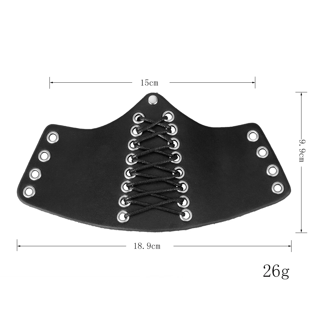 2pcs Punk Style Black PU Leather Laces Adjustable Wristband Unisex Protective Arm Bracer