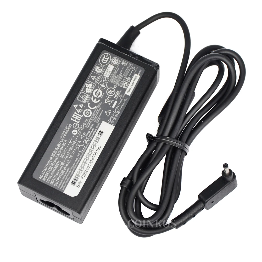

19V 2.37A 45W Laptop Charger AC Power Adapter for Acer Spin 1 SP111-32N 3 SP314-51 Swift 1 SF113-31 SF114-32 Swift 5 SF514-52T
