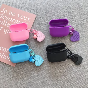 

For AirPod Pro Heart Love Ring Bell Cute Soft Silicone Cases for Apple Airpods Pro 3D Thin Case Cover Funda with Keychain