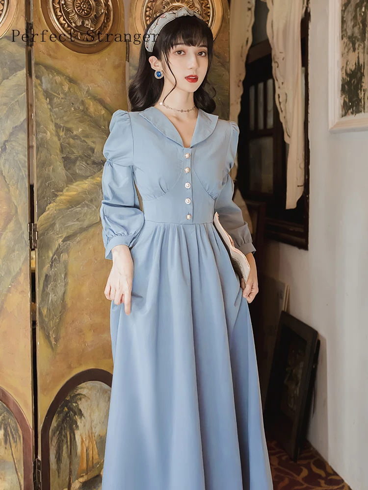 2020 Autumn Winter New Arrival Hot Sale Turn Down Collar Long Sleeve Women Long Dress