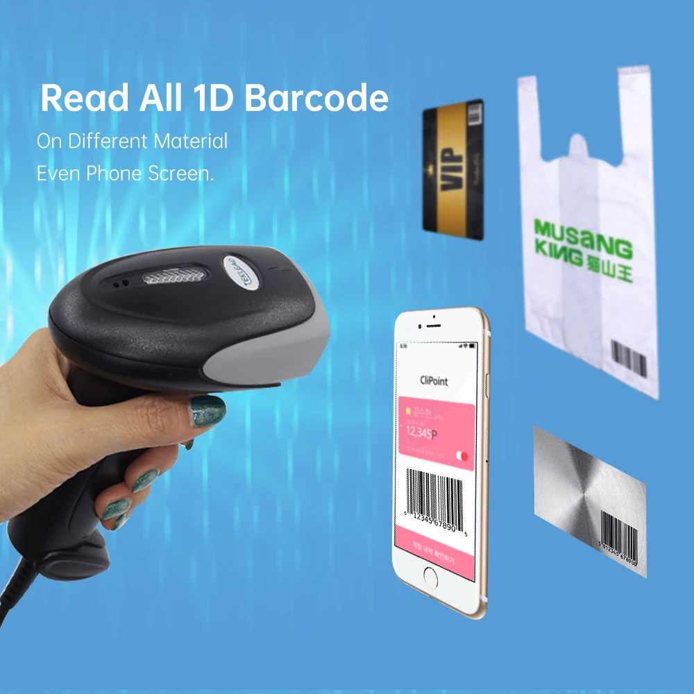 USB Wired CCD 2.4G Bluetooth Barcode Scanner Automatic Sensing Scanning 1D 2D QR Bar Code Reader for Mobile payment