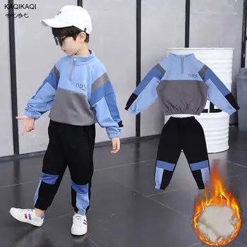 

Boys Autumn Wear 2019 New Suit Children Winter Clothing Sets of Long-sleeved Warm Tops+Pants 2Pcs Sports Thick Velvet Tracksuit