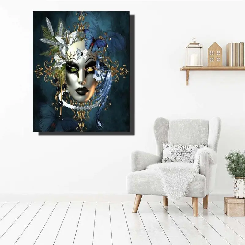 Beauty Mask 5D round Shaped Diamond Painting Embroidery Needlework Rhinestone Crystal Cross Craft Stitch Kit Q6PE
