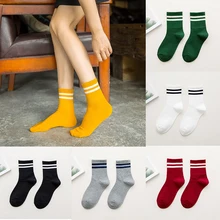 Носки для девочек, красные носки с двумя полосками, классические полосатые носки для влюбленных, женские Школьные носки в стиле ретро, японские носки для отдыха в стиле Харадзюку, Calcetines Mujer