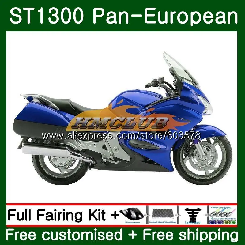Комплект для HONDA ST1300 Pan Европейский 00 01 02 03 04 05 06 90CL образования легкой пены. 3 Симпатичный топ синий STX1300 ST-1300 ST 1300 07 08 09 10 11 12 13 обтекатель - Цвет: No. 1