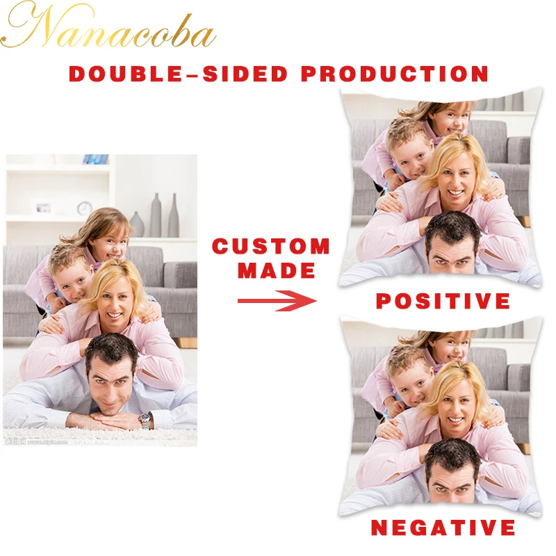 

Nanacoba Double-sided Customization Cushion Cover Personal Picture DIY Customize Pillowcase Sofa Decorative Pillows Case 45x45