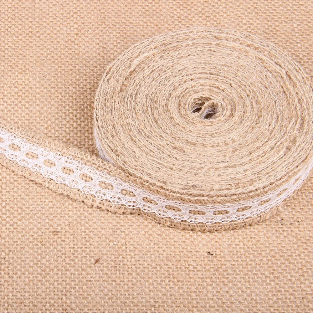 DIY ручной работы Рождество Свадьба Ремесло кружева мешковины рулоны с обеих сторон кружевные ленты льняной тканый пояс - Цвет: 2