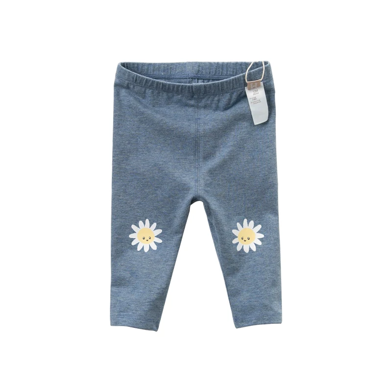 denim blue DBZ14395 dave bella/весенние модные штаны с цветочным рисунком для маленьких девочек детские длинные штаны для малышей - Цвет: denim blue