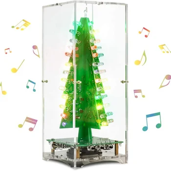 

3D Christmas Tree Music Box Soldering Practice Project DIY Electronic Science Assemble Kit with 7 Colors Flash Light J99