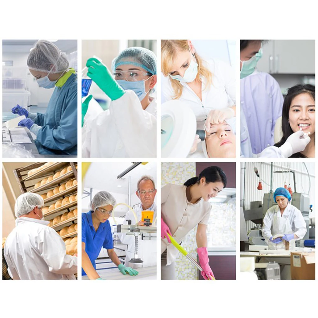 100x Disposable Nonwovens Hair Cap Mob Cap Hair Net Hats Head Cover Hair Salon Kitchen Restaurant Portable Outdoor Tools 