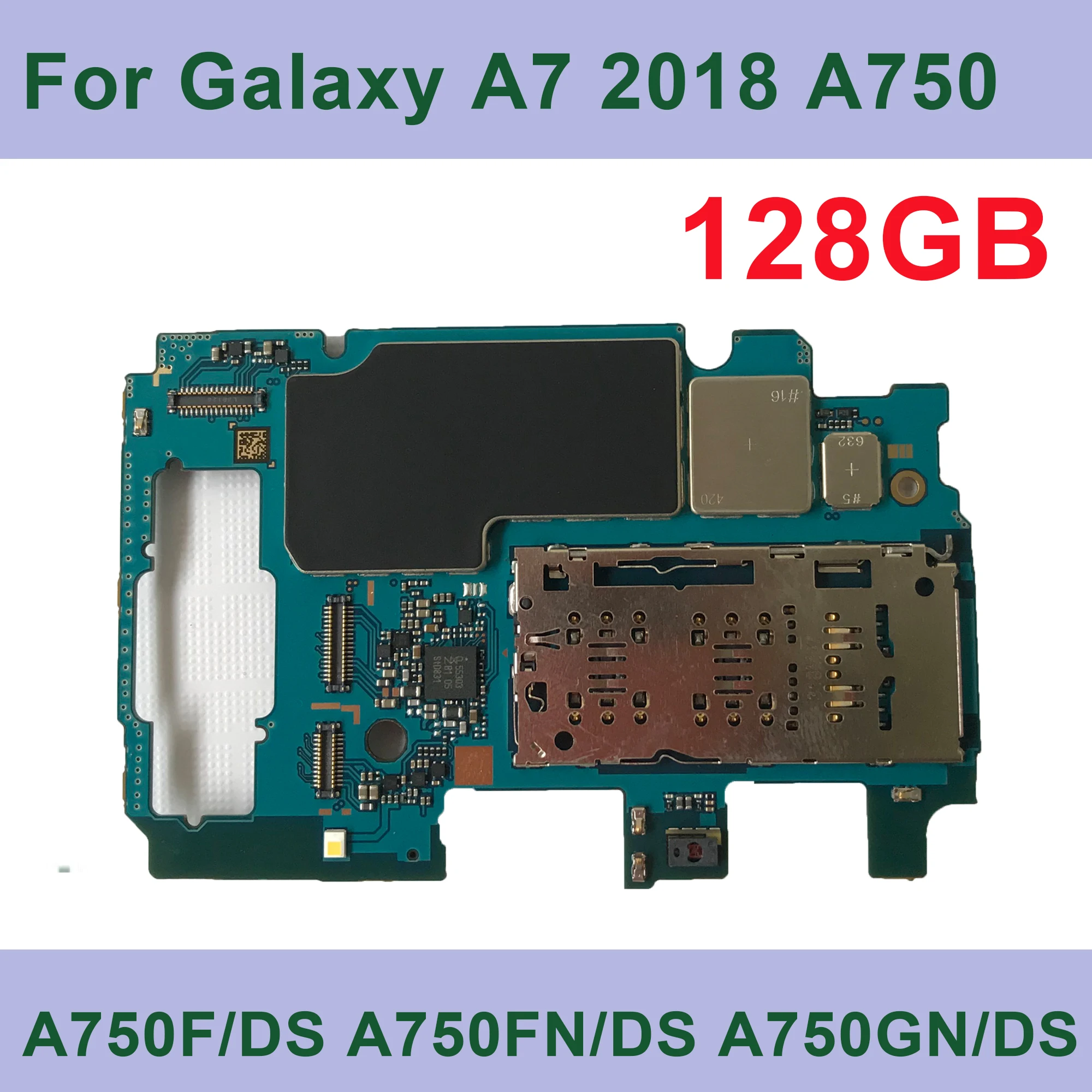 TEHXV Original Motherboard For Samsung A7 2018 A750F A750FN/DS A750GN/DS 2 Sim Unlocked mainboard 128GB Logic Boards | Мобильные