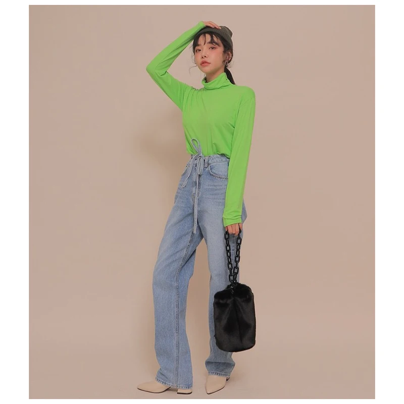 Kpop Blackpink lisa, корейский стиль ретро, свободные синие джинсы, широкие джинсы, женские Летние повседневные Прямые джинсы с высокой талией на шнуровке