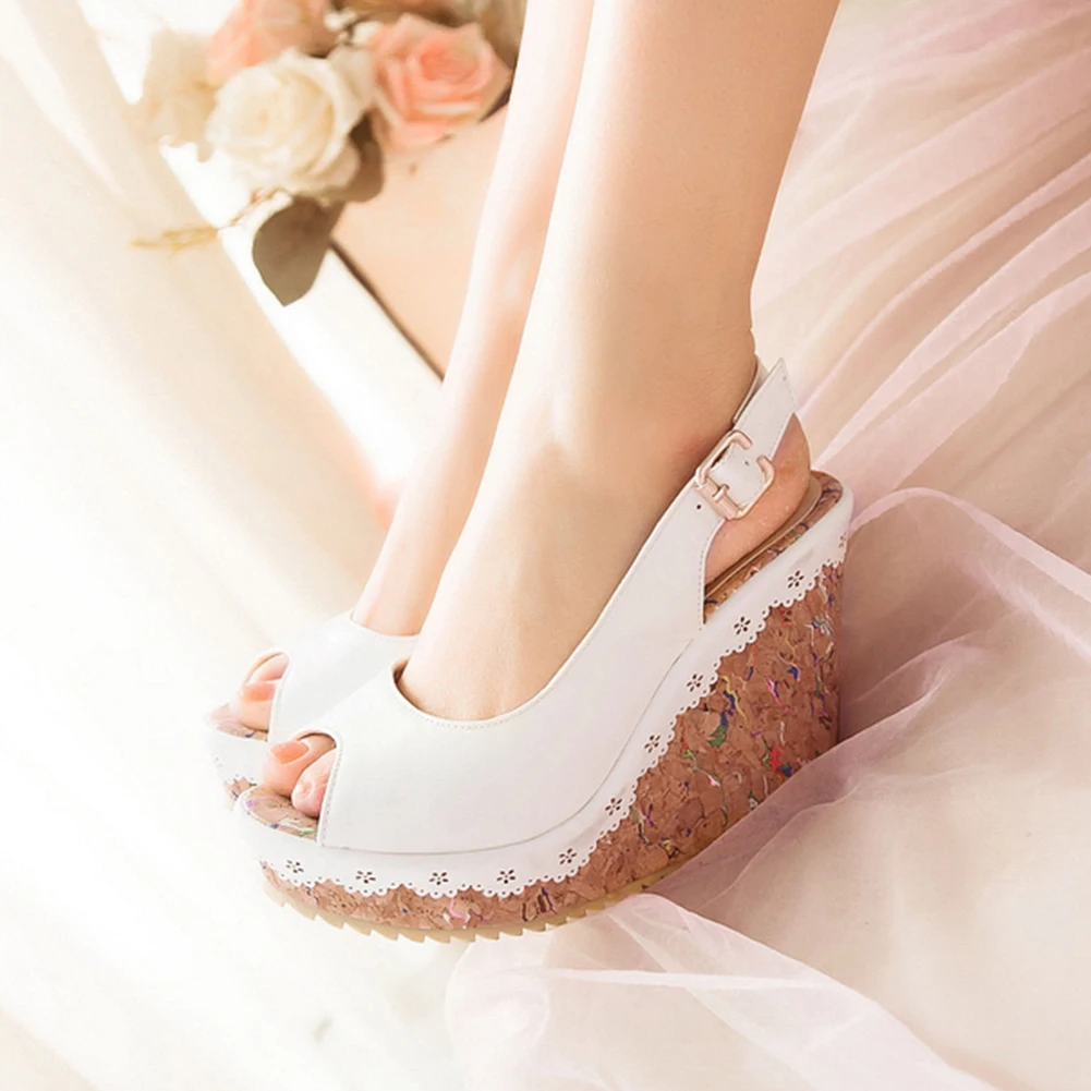 

Karinluna 2020 Dropship Wedges High Heels Big Size 43 Women Shoes Woman Slingback Platform Peep Toe Summer Sandals