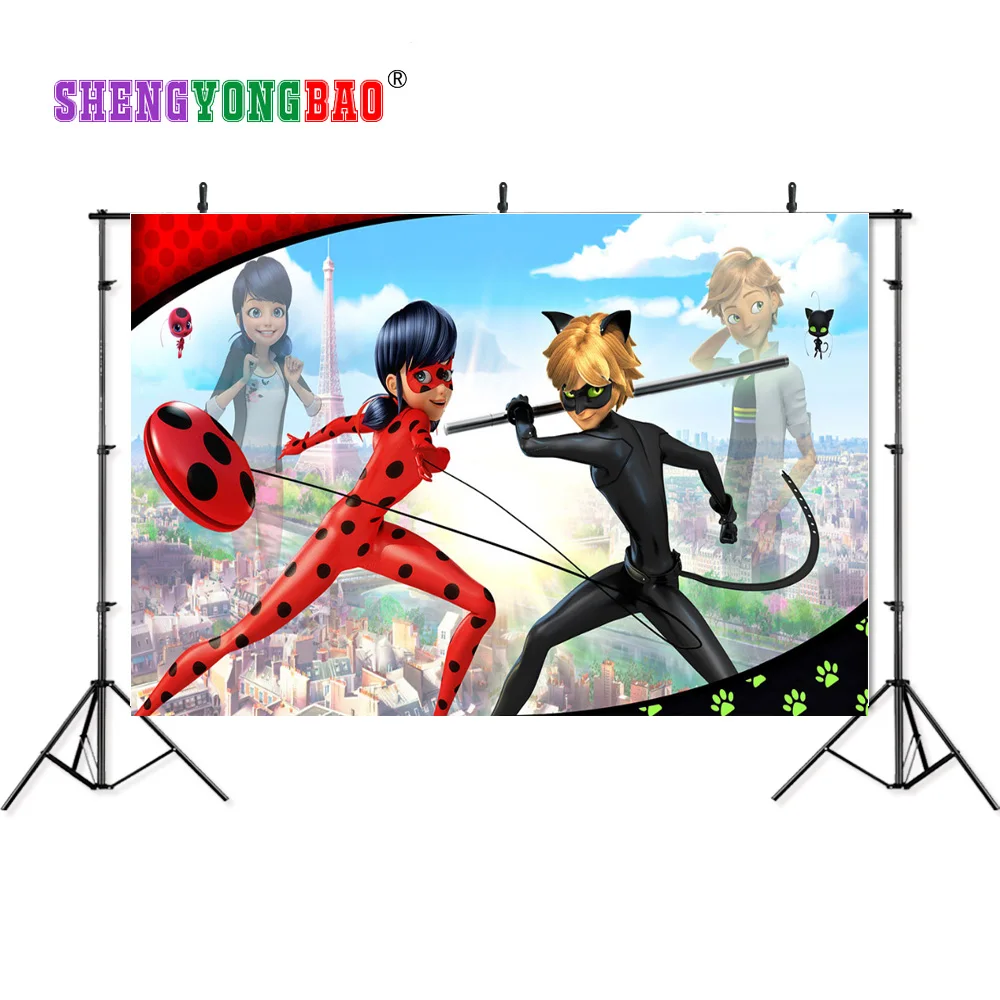 

SHENGYONGBAO Vinyl Custom Photography Background Digital ladybug theme Photography Backdrops SQ-2001