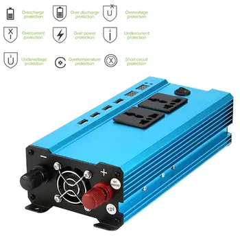 

Car Inverter Auto Inverter Blue Solar Power Inverter Transformer Adapter 1200W Peak Modified Sine Wave Portable for Charger