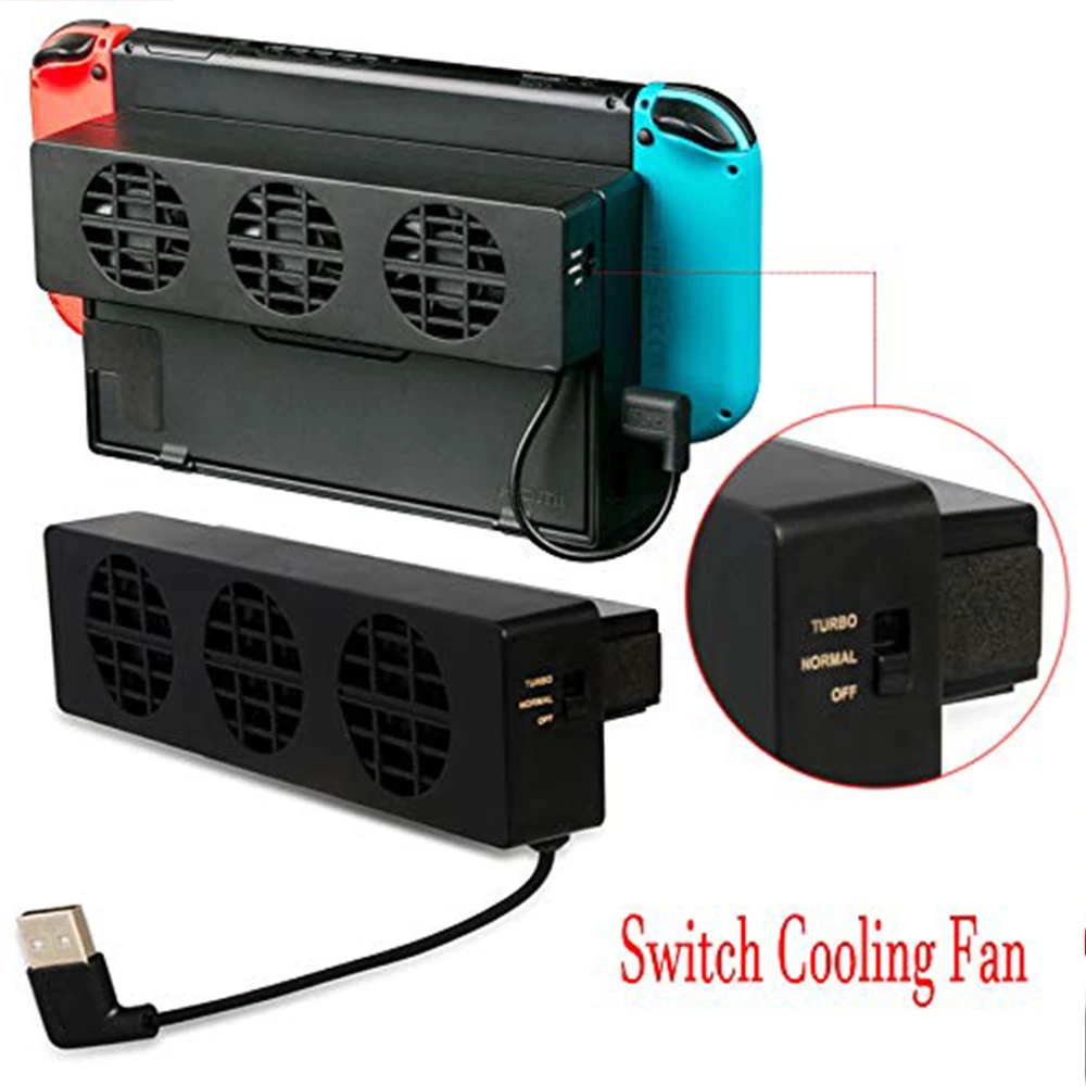 Cooling Fan for Nintendo Switch NS Original Stand Game Console Dock Cooler with 3-Fan USB Cooling Fan for Nintend NS NX — view 4