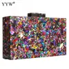 Nouveau portefeuille élégant multicolore Sequin sac de soirée de luxe femmes mariée fête bal Blingbling mariage pochette sac à main acrylique sac à main ► Photo 3/6