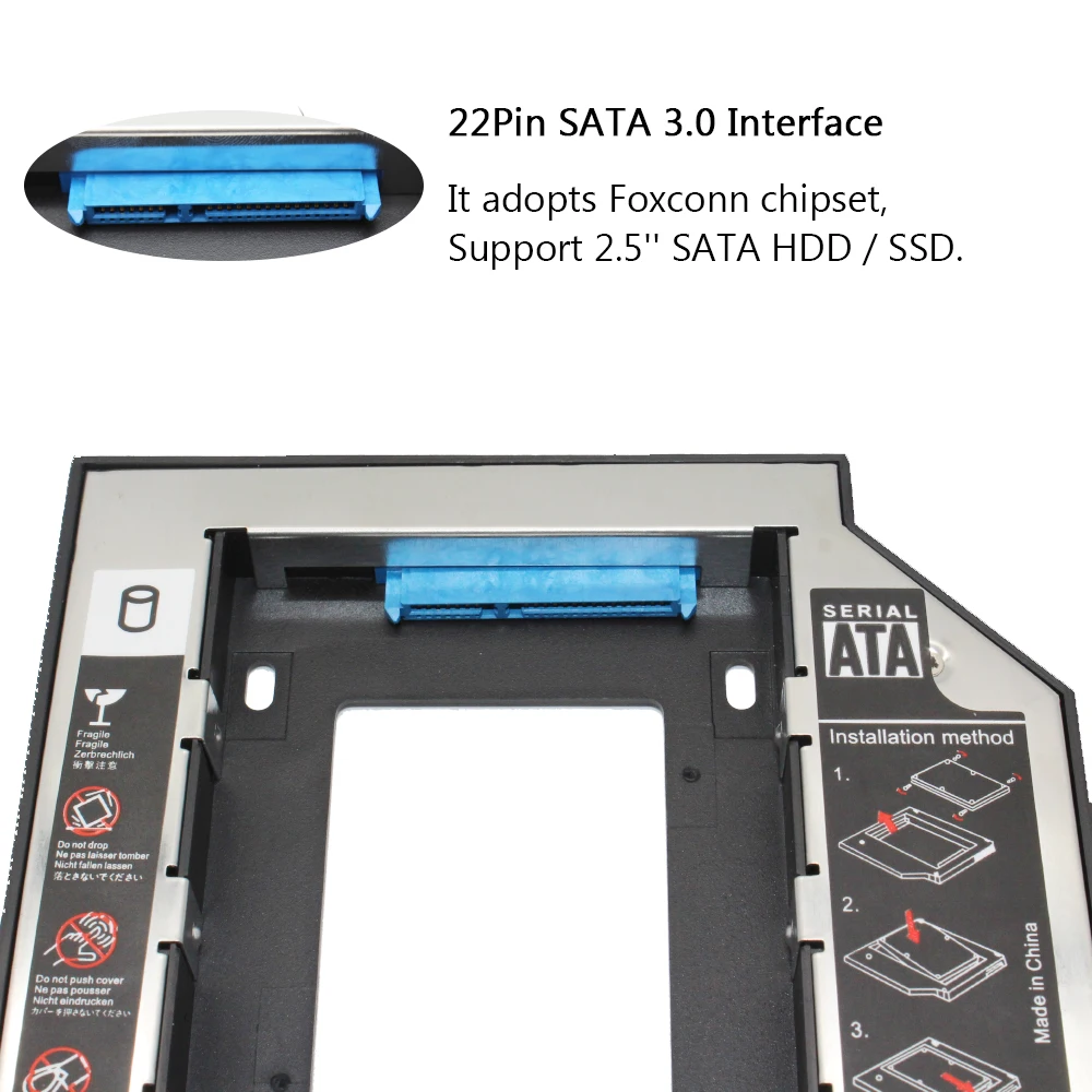 Слесарный 2nd HDD Caddy 12,7 мм Алюминий Optibay SATA 3,0 коробка для жесткого диска корпус DVD адаптер 2,5 SSD 2 ТБ для ноутбука CD-ROM