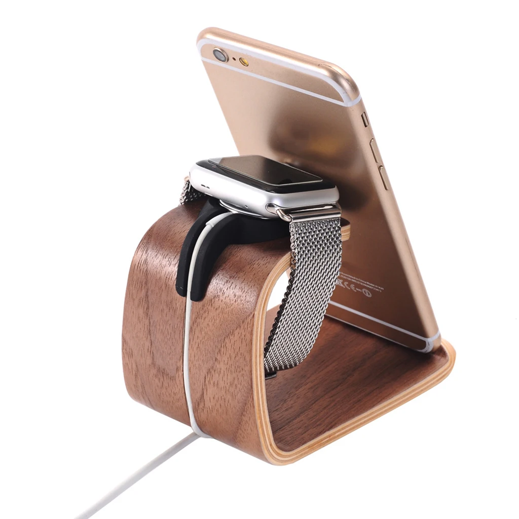 Brown 2in1 Подставка для зарядки мульти-Функция Зарядное устройство Зарядка Док-станция для iPhone X 8 7 деревянный держатель Зарядная база для наручных часов iWatch Apple Watch 1 2 3 - Цвет: Brown