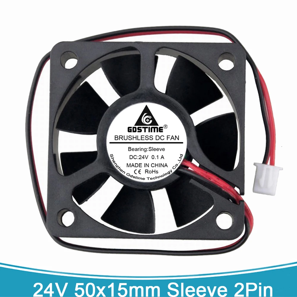 2шт Gdstime кулер вентилятор DC 24V 2Pin 5 см 50 мм x 15 5015 компьютер бесщеточный промышленный