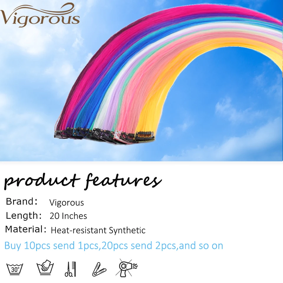 Длинные прямые накладные волосы на клипсе 20 дюймов синтетические двухцветные