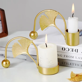 

Metal Candle Holder 2 Pieces, Nordic Style Wrought Iron Gold Taper Stand Candlesticks for Wedding Party Home Decoration