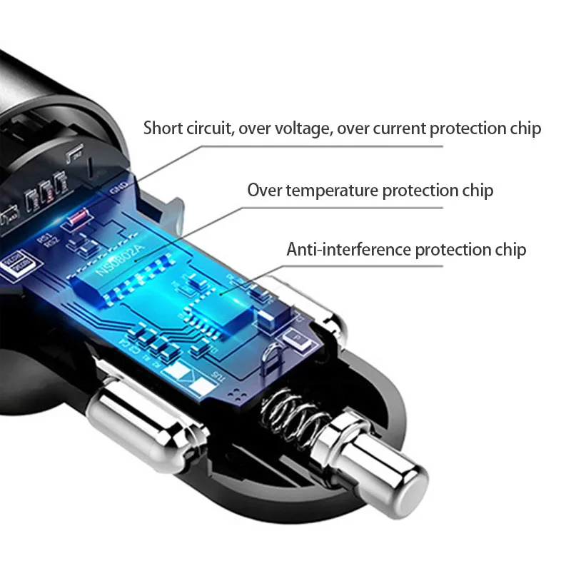 Адаптер для автомобильного прикуривателя с 3 USB портами быстрая зарядка QC3.0