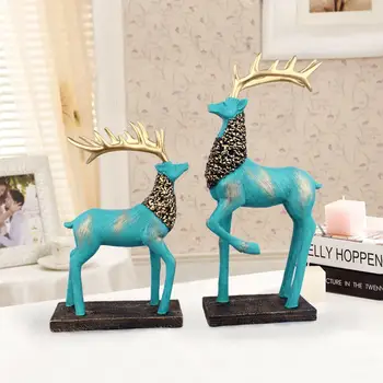 

1 Pair Resin Elk Model Statues Sculptures for Living Room Sculpture DIY Crafts Table Decor Xmas Christmas Decoration Home Decor
