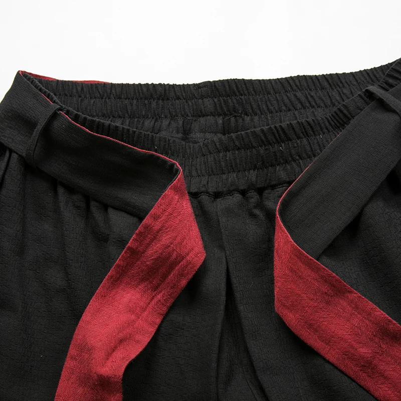 Chinese Style Men Cotton Linen Wide Leg Pants Black Harajuku Male Streetwear Harem Pants Man HanFu Kongfu Trousers Skirt