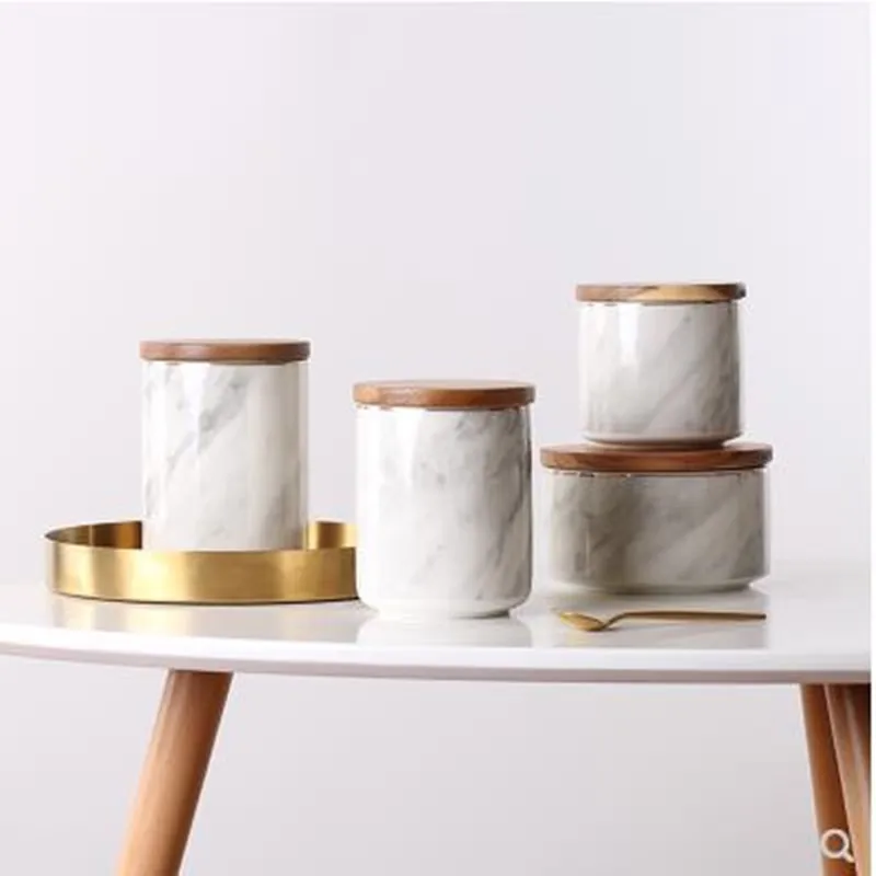 

European Marble Ceramic Storage Tank, Tea Jar, Candy Jar, Home Office Restaurant Table Decoration Gift, Creative Artwork