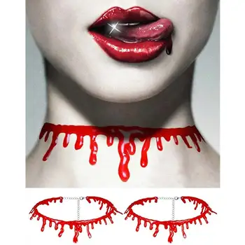 

Halloween women Decoration Horror Blood Drip Necklace Fake Blood Vampire Fancy Joker Choker Costume Necklaces Party Accessories