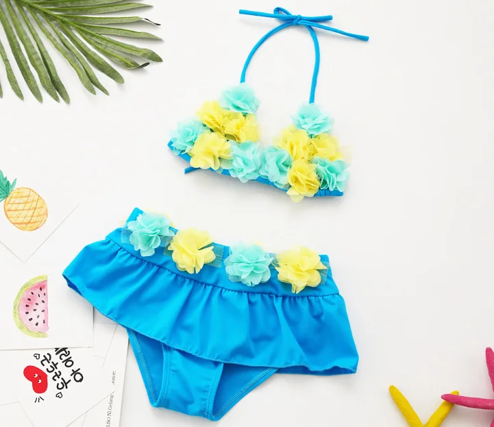 

KID'S Swimwear Girls Cute Chiffon Flower Bikini Little Princess Children Split Skirt-Tour Bathing Suit Hot Springs